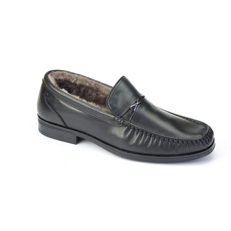 Мокасины мужские 15752-MR-2-41704 кожа-мех чёрные